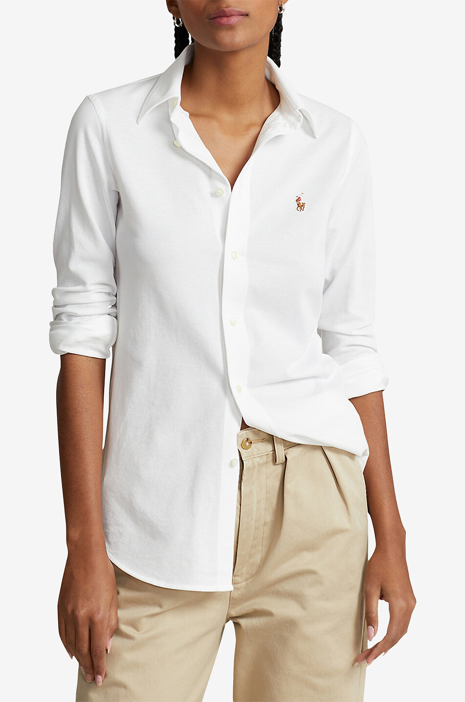 POLO RALPH LAUREN Chemise à manches longues en maille filet Heidi Femme BLANC 2