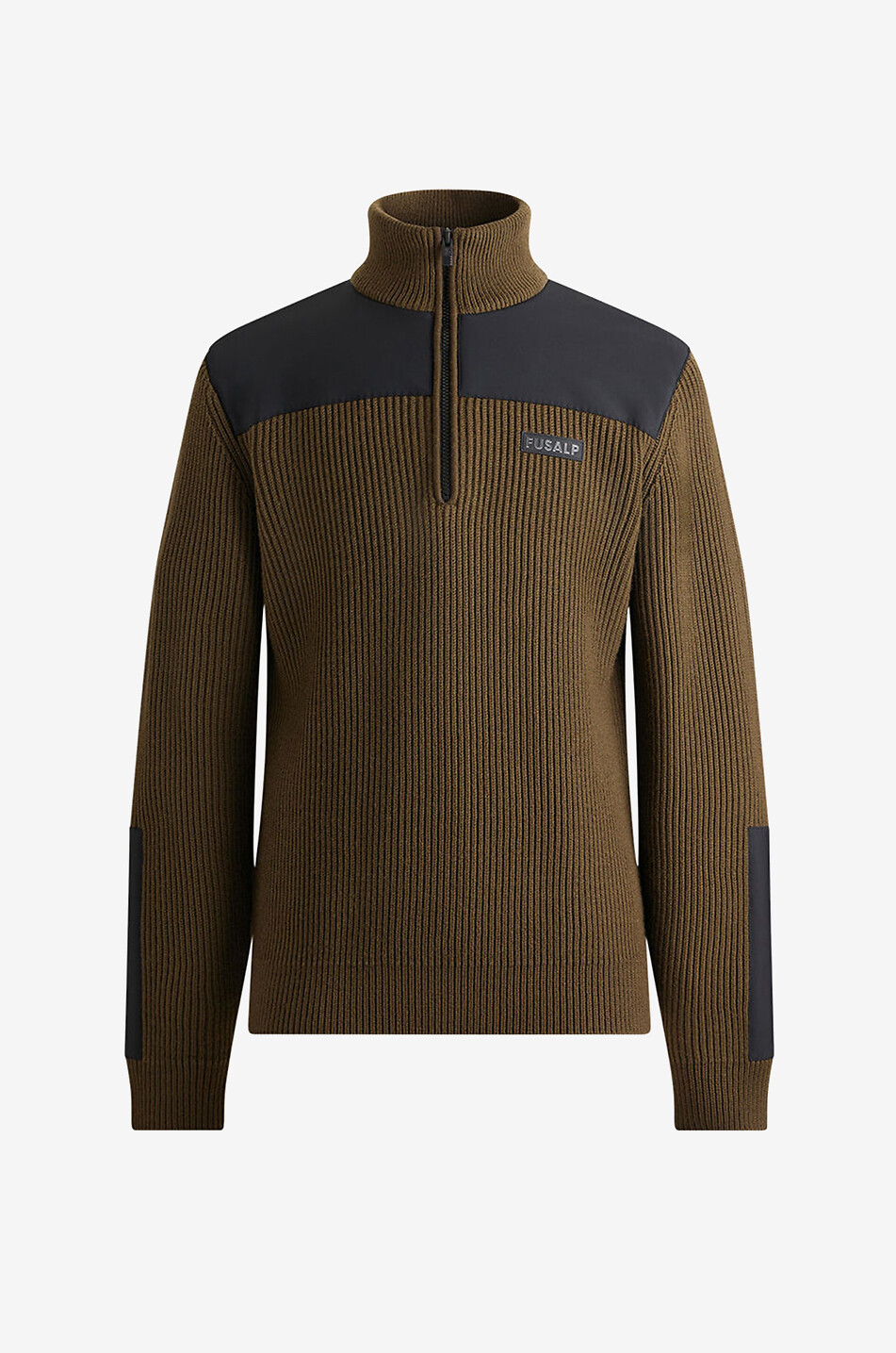 Theodore half-zip ribbed wool jumper