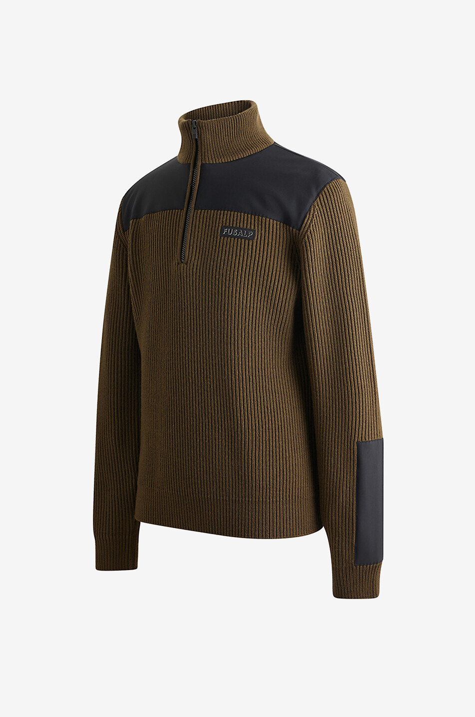 Theodore half-zip ribbed wool jumper