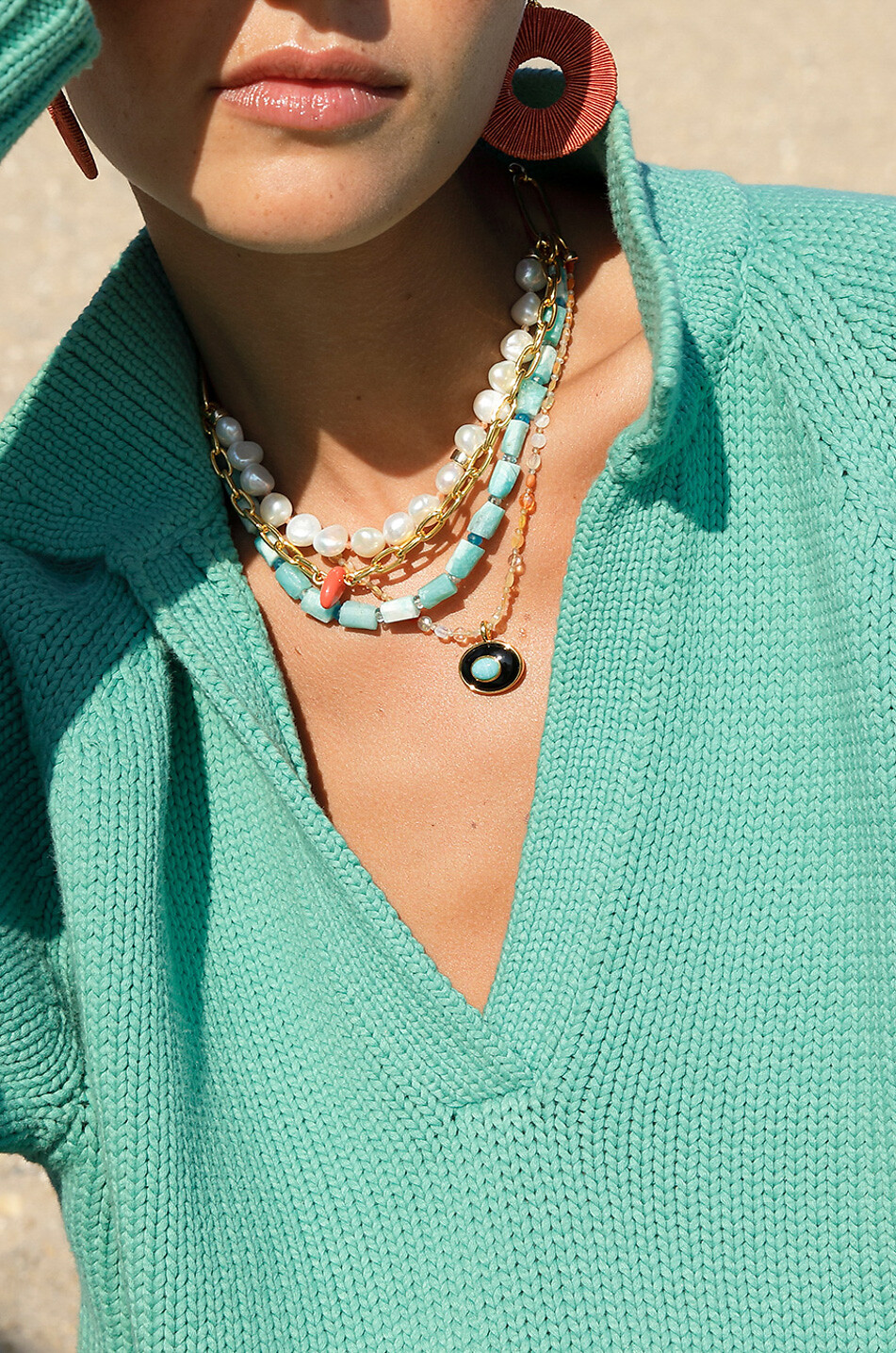 LIZZIE FORTUNATO Ohrringe mit Mondstein Granada Damen ROT 3