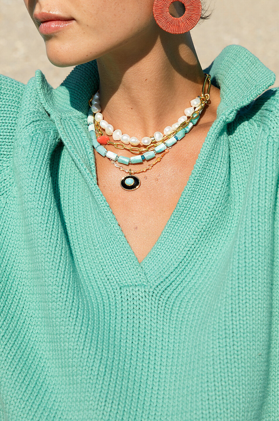 LIZZIE FORTUNATO Ohrringe mit Mondstein Granada Damen ROT 2