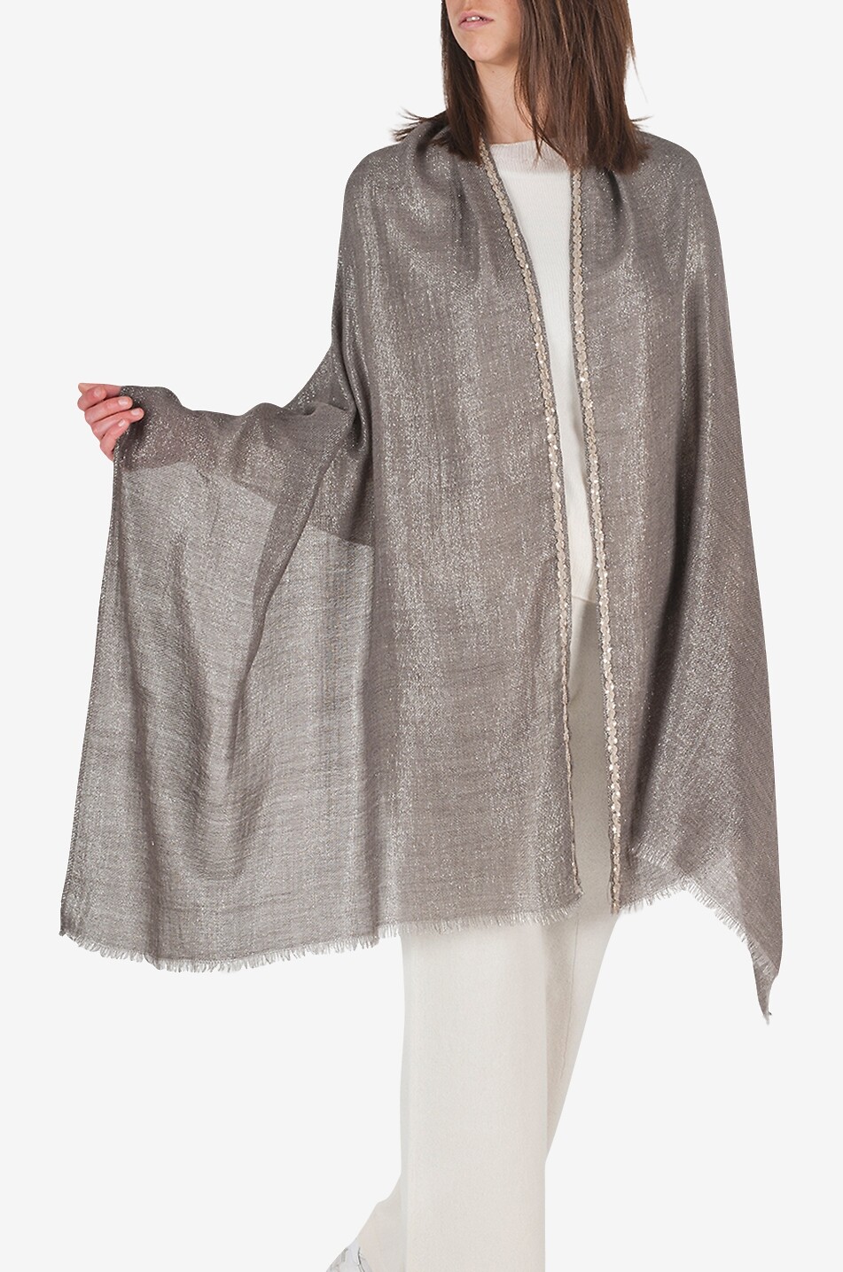 GAYNOR Lucilla shawl in Lurex Women BROWN 3