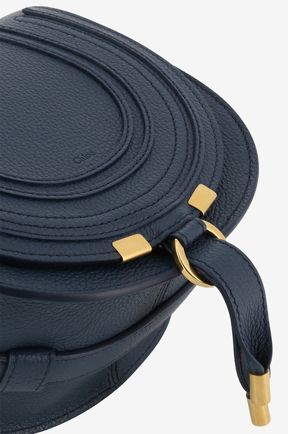 CHLOE Sac porté épaule en cuir grainé Marcie Small Femme BLEU FONCE 5