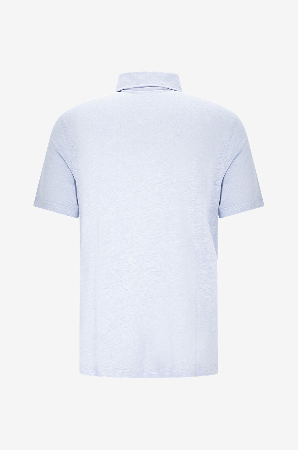 AURELIEN Short-sleeved linen jersey polo shirt Men LIGHT BLUE 2