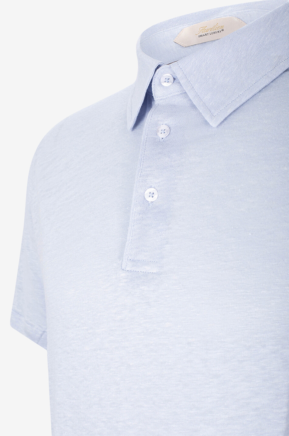 AURELIEN Short-sleeved linen jersey polo shirt Men LIGHT BLUE 6