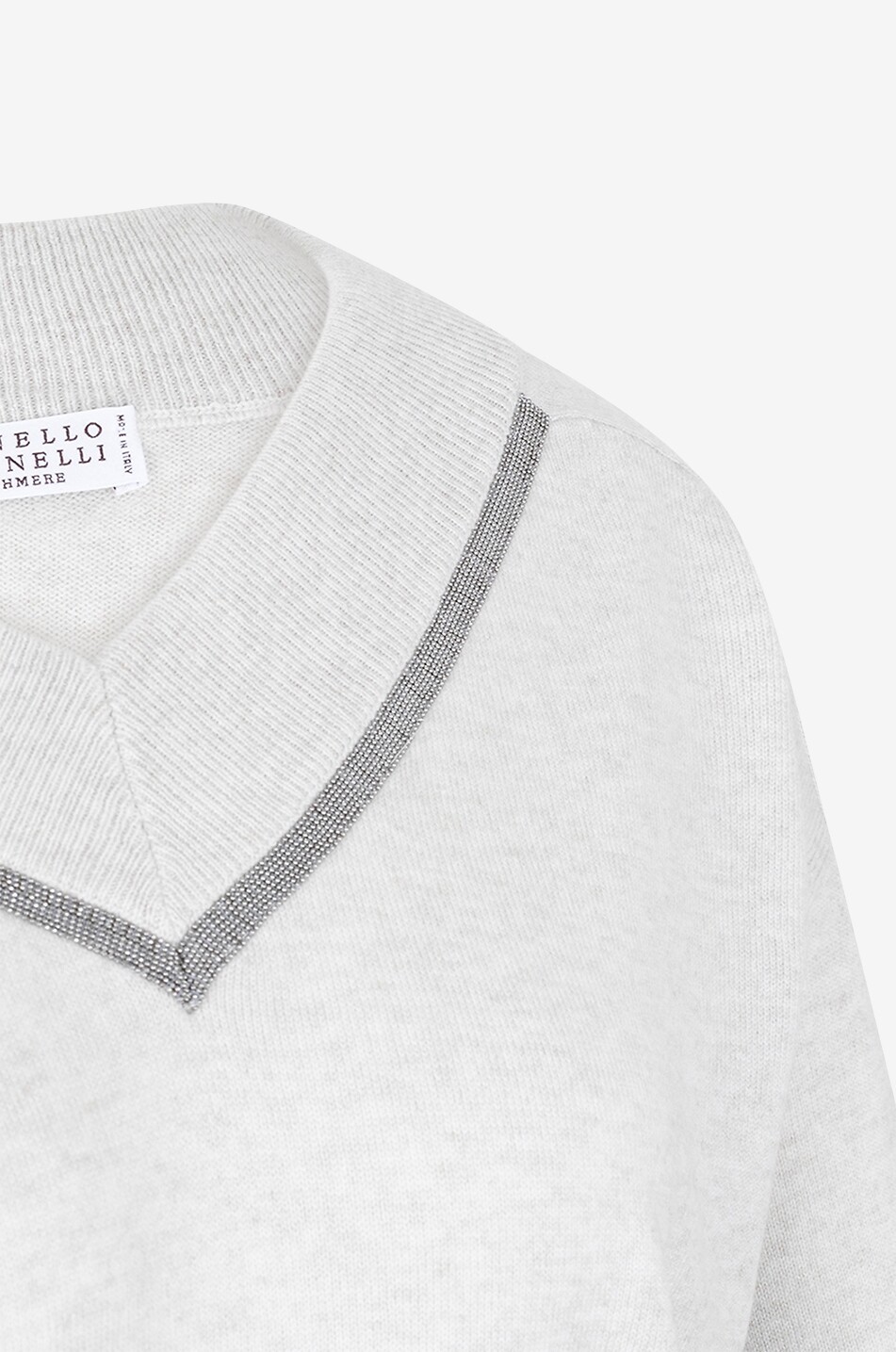 BRUNELLO CUCINELLI Pull ample fin en cachemire à col V Monile Femme BEIGE 3