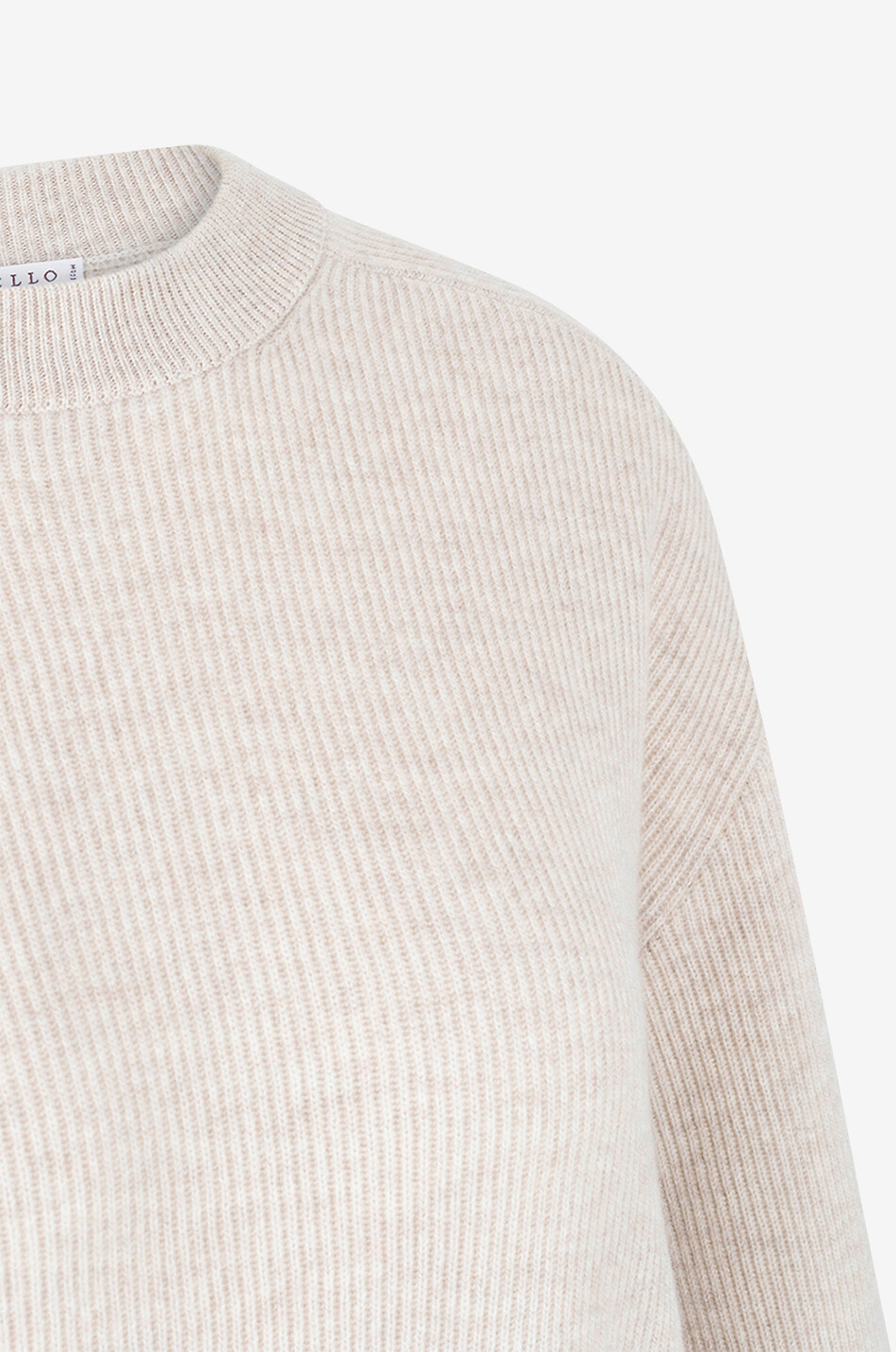 BRUNELLO CUCINELLI Weiter gerippter Rundhalspullover aus Kaschmir Damen Hellbeige 3