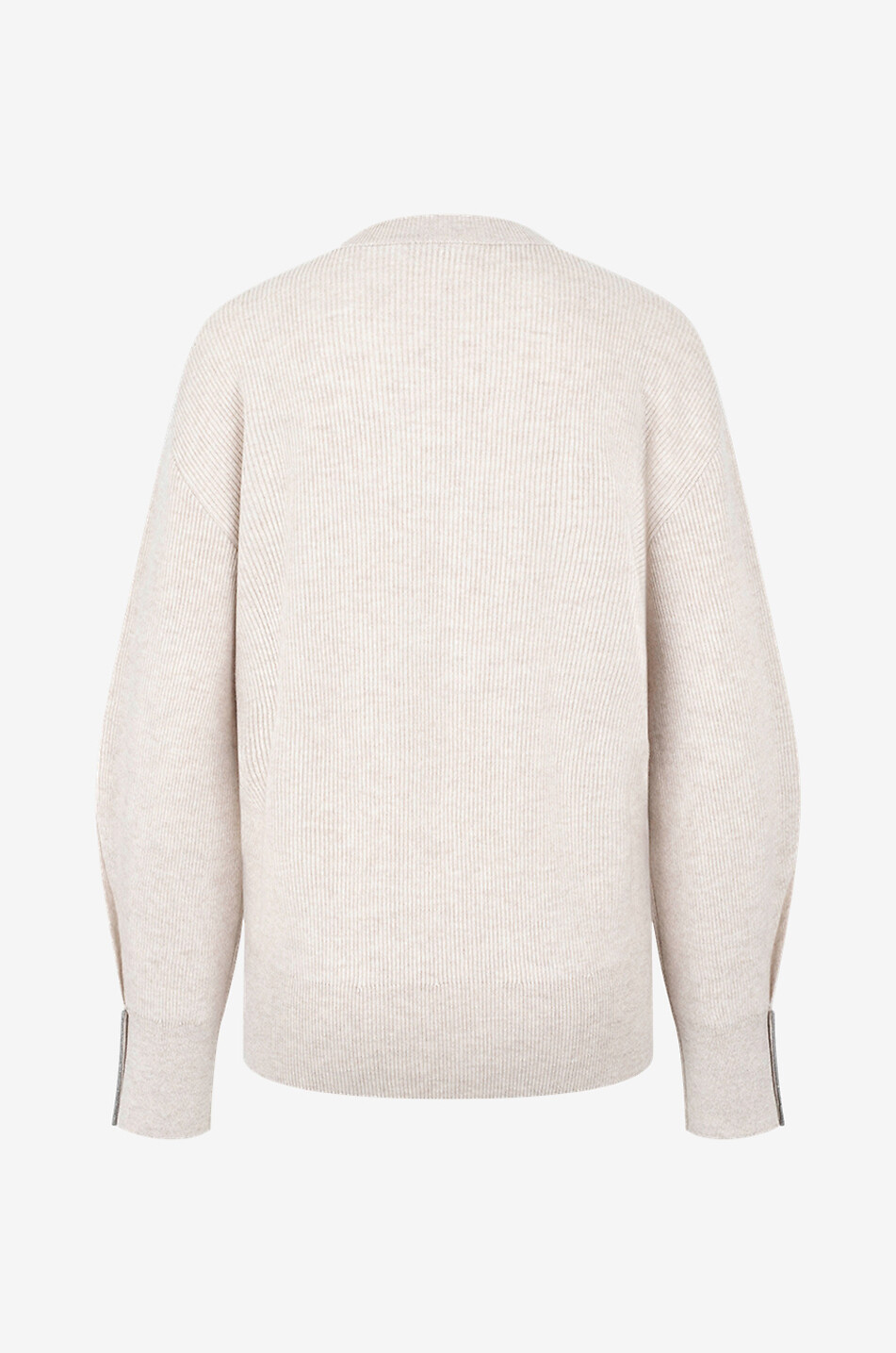 BRUNELLO CUCINELLI Weiter gerippter Rundhalspullover aus Kaschmir Damen Hellbeige 2