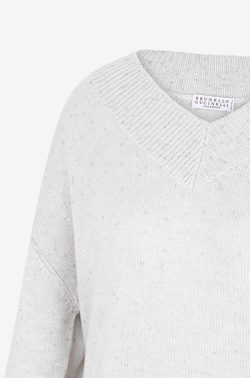 BRUNELLO CUCINELLI Sparkling V-neck loose rib knit cashmere and silk jumper Women BEIGE 3