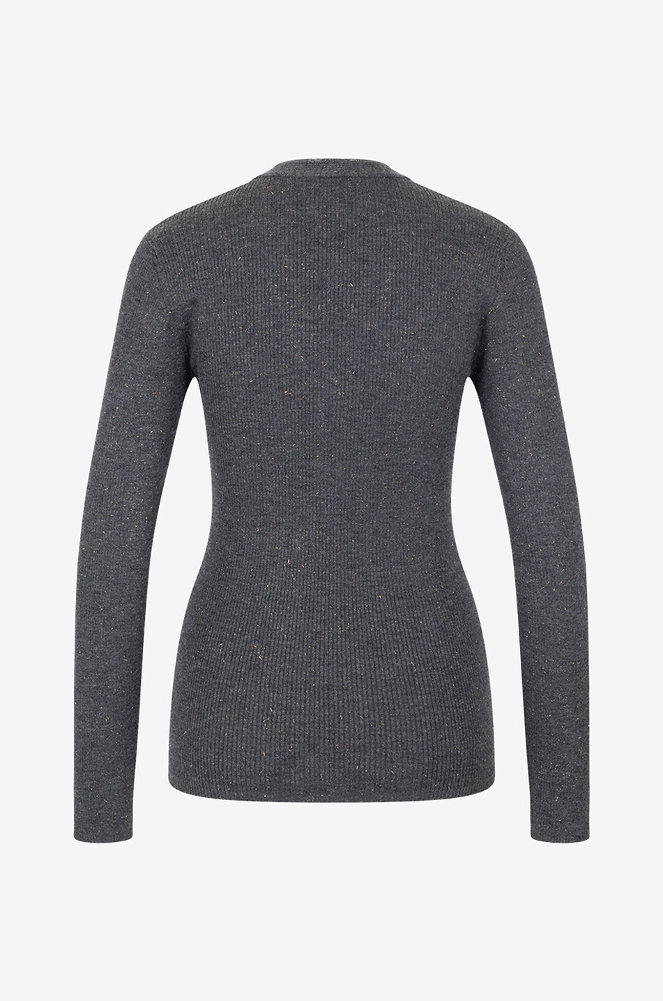 BRUNELLO CUCINELLI Fein gerippter Kaschmir-Pullover mit V-Ausschnitt Monile Damen DUNKELGRAU 2
