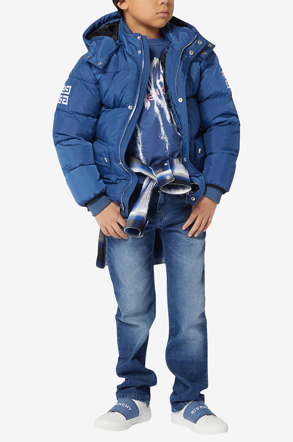 GIVENCHY 4G boy's checked flannel shirt Boy MULTI COLOURED 4