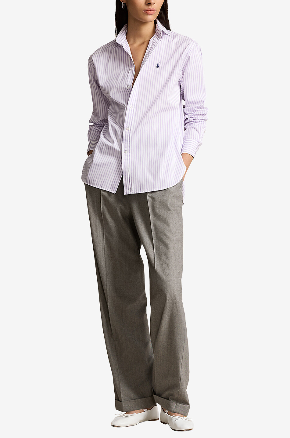 POLO RALPH LAUREN Pony striped relaxed shirt Women LIGHT PURPLE 4