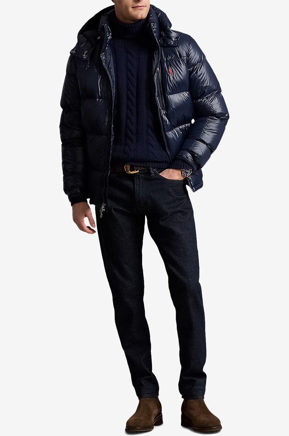 POLO RALPH LAUREN Kurze glänzende Daunenjacke The Gorham Herren DUNKELBLAU 4