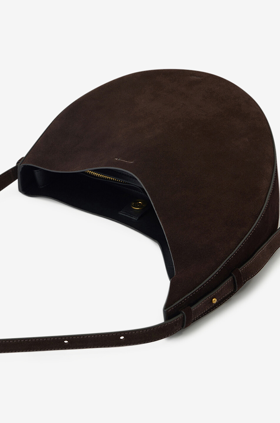 SOEUR Sac porté épaule arrondi en daim Winona Femme MARRON 7