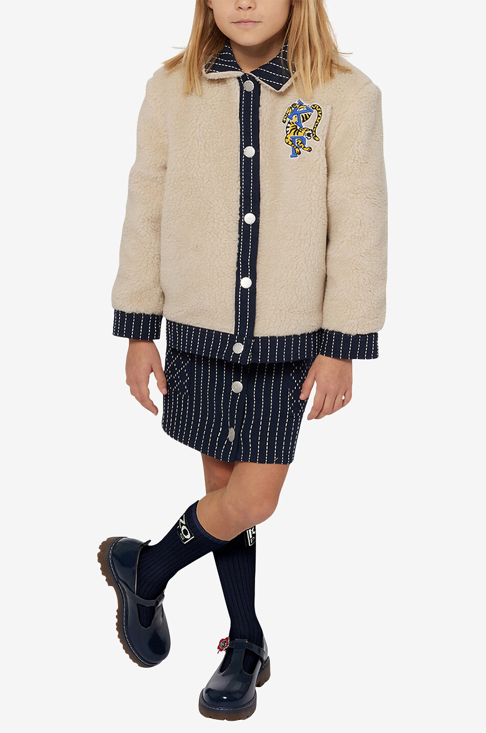 KENZO Mädchen-Nadelstreifen-Minirock Sashiko Mädchen DUNKELBLAU 3