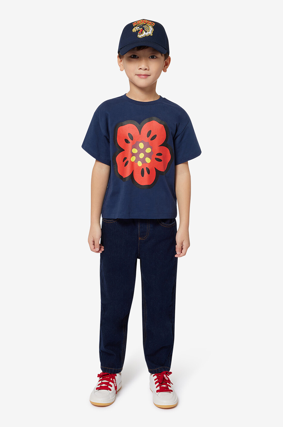 KENZO Casquette garçon en sergé de coton Varsity Tiger Fille BLEU FONCE 4