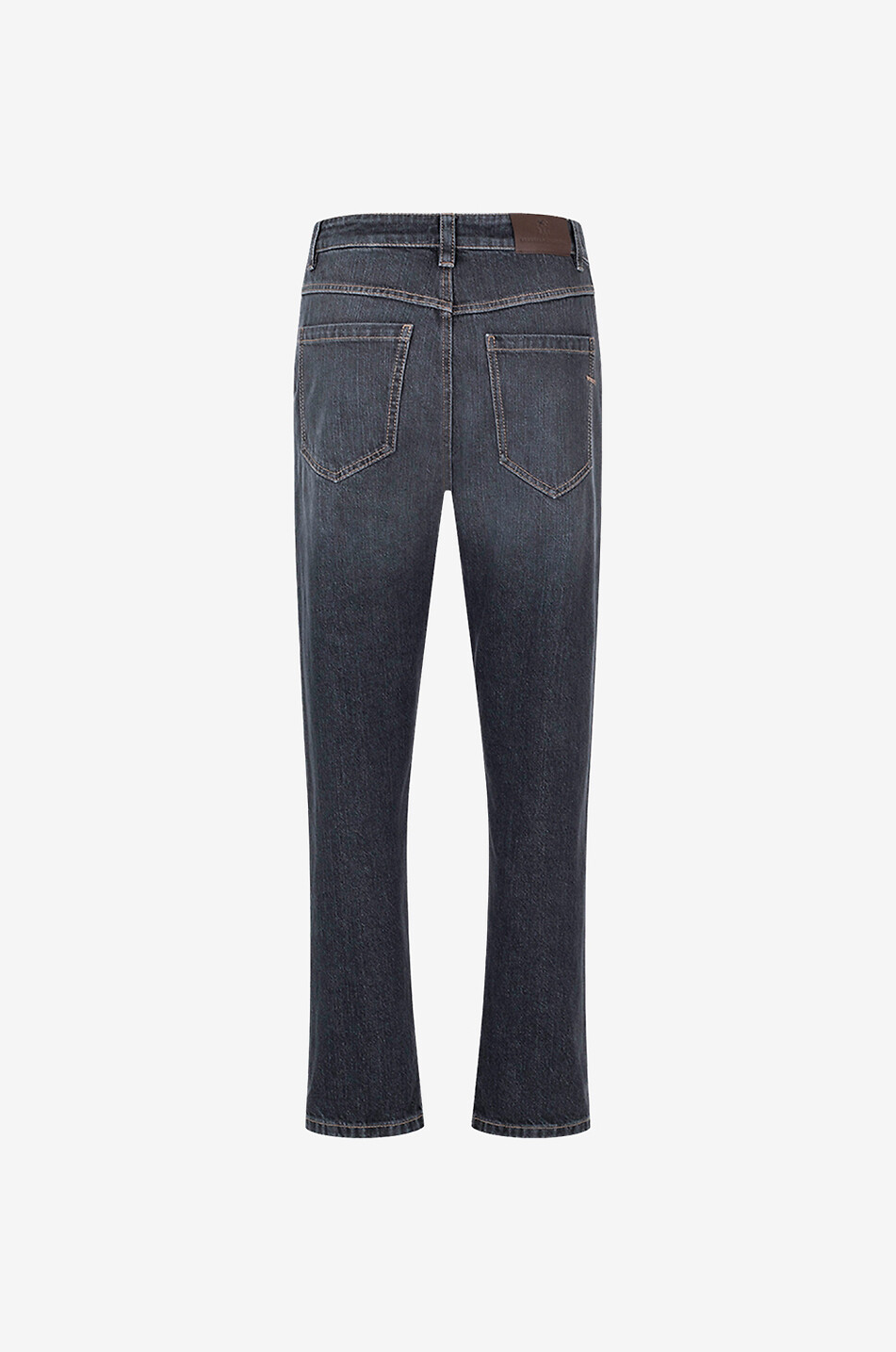 BRUNELLO CUCINELLI The Straight Leg Mid-Rise Monile embroidered faded cropped jeans Women BLACK 2