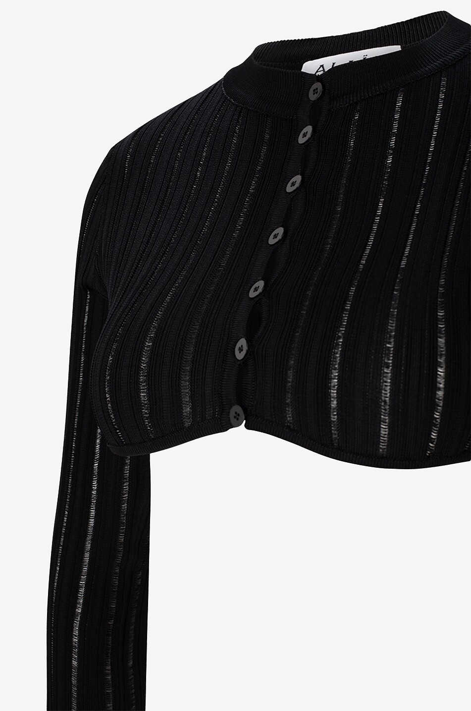 ALAÏA Crinoline cropped openwork cardigan Women BLACK 3