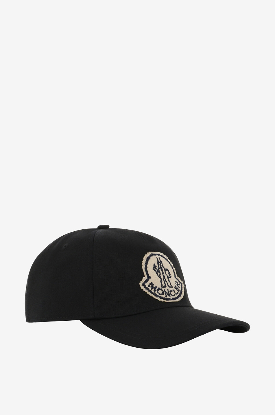 MONCLER Cross stitch logo patch gabardine baseball cap Men BLACK 2