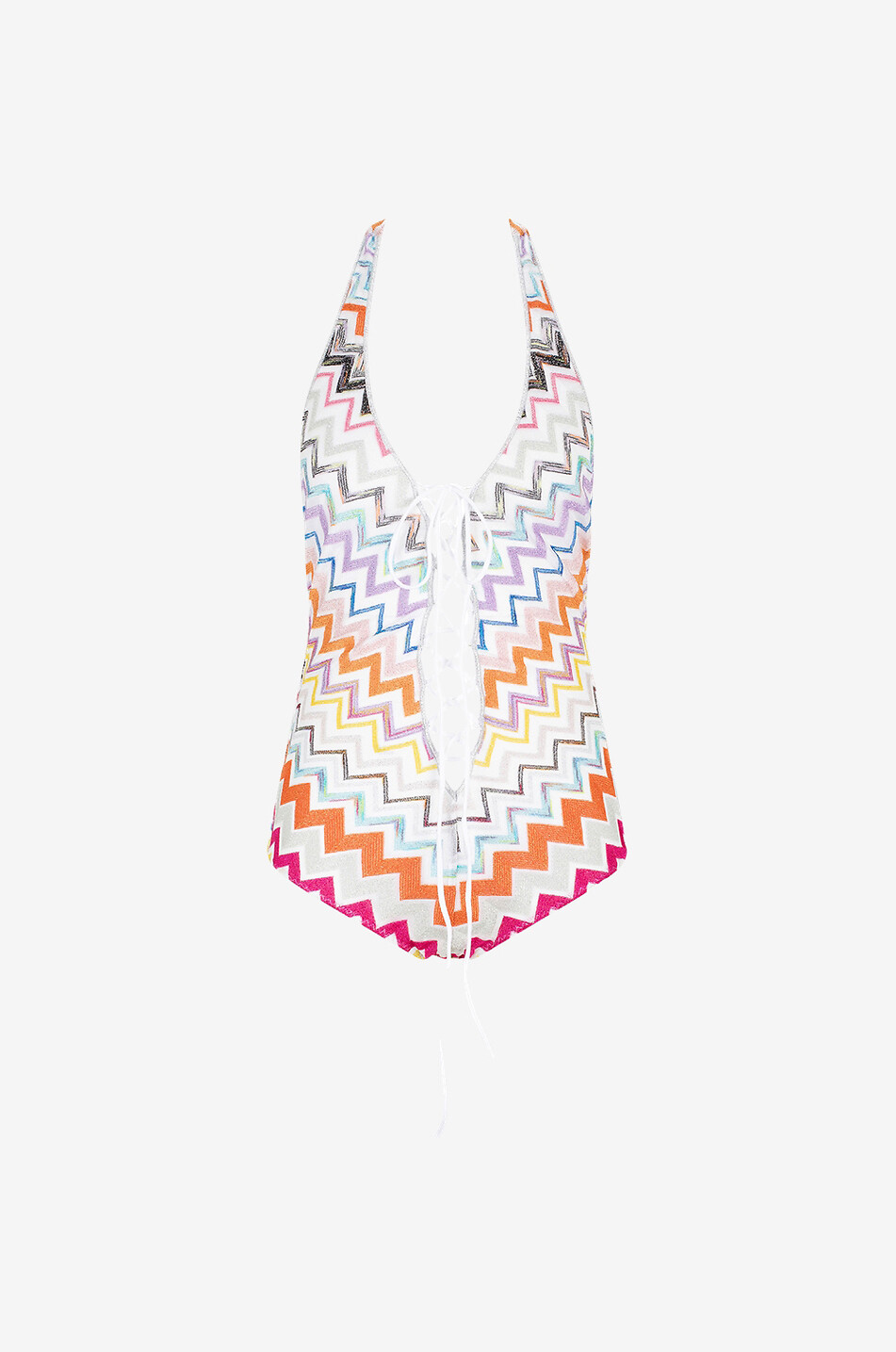 MISSONI Glittering zig-zag knit swimsuit with lacing Women MULTI COLOURED 1