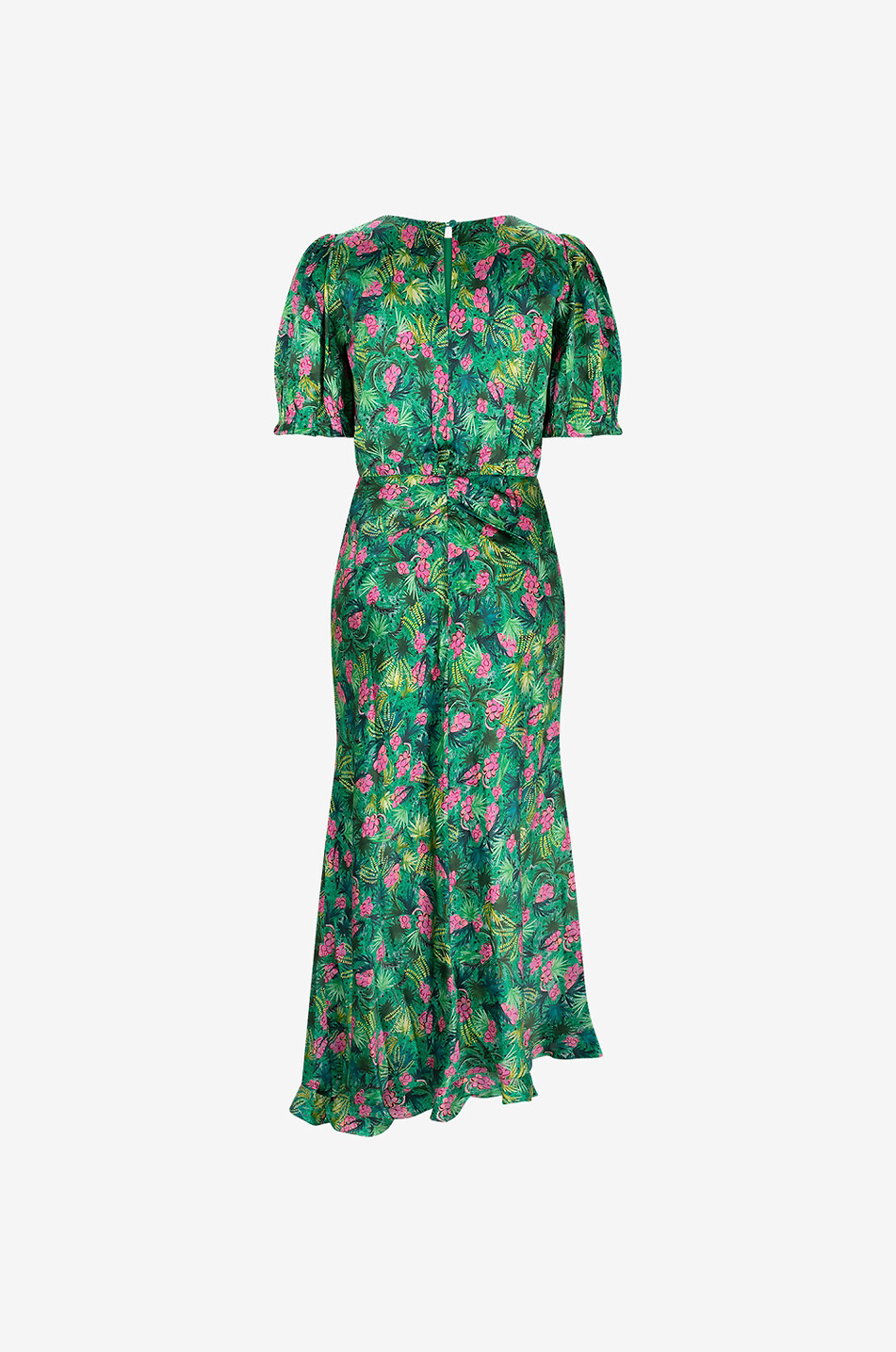 Vida D Palmetto Fern asymmetric satin dress