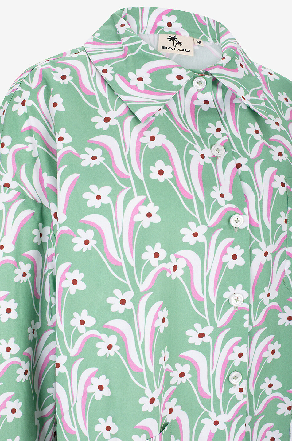 BALOU The Organic Shirt printed long-sleeved oversize shirt Women LIGHT GREEN 3