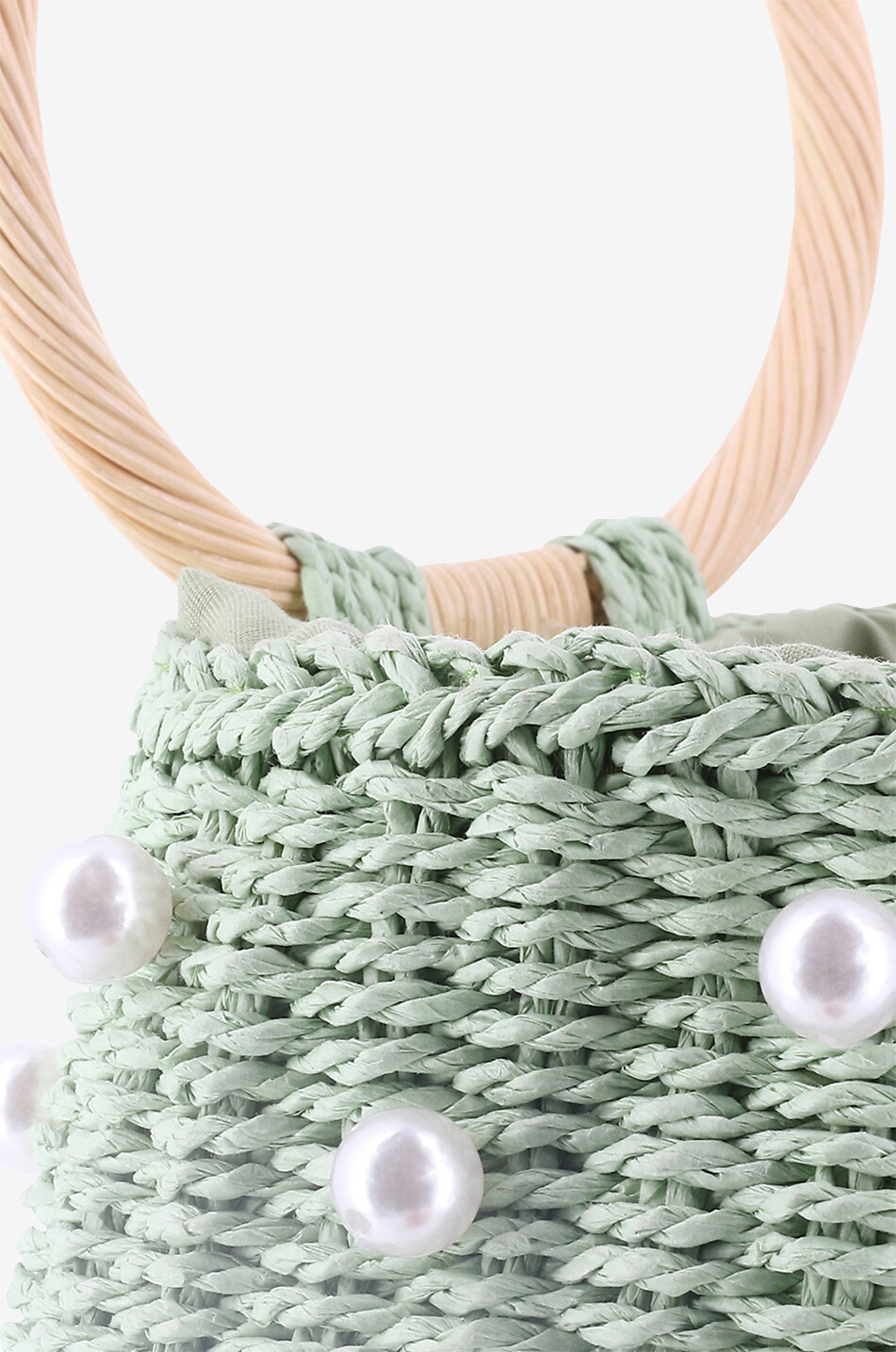Sac seau tressé à perles Rattan Bucket