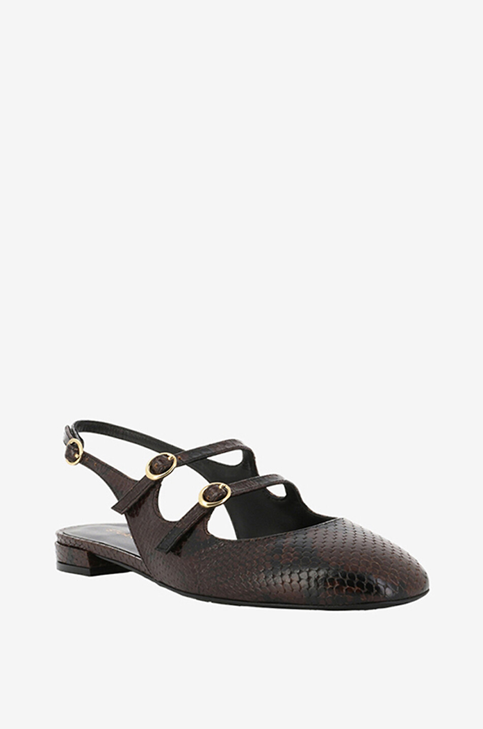 STUART WEITZMAN Benni MJ slingback ballet flats in python embossed leather Women DARK BROWN 1