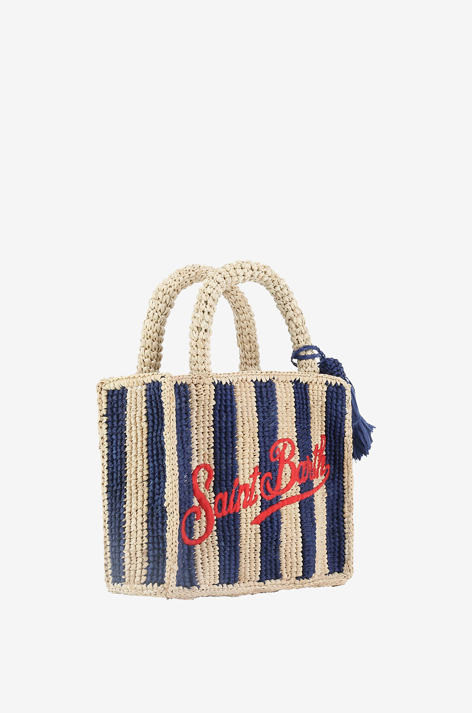 Vanity Mini Raffia striped raffia tote bag