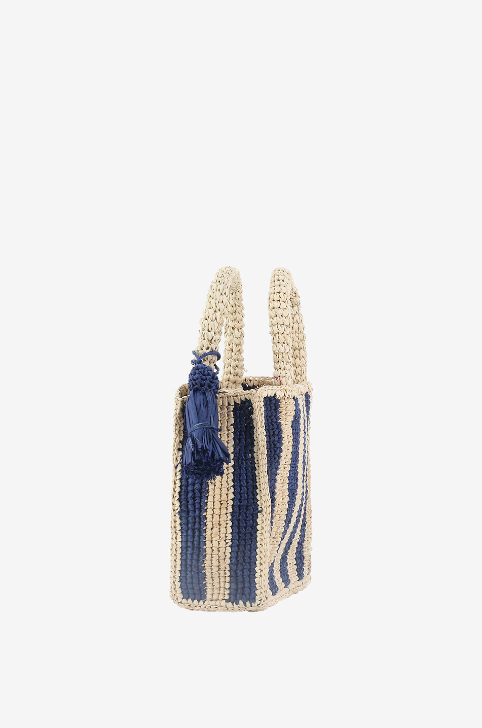 Vanity Mini Raffia striped raffia tote bag