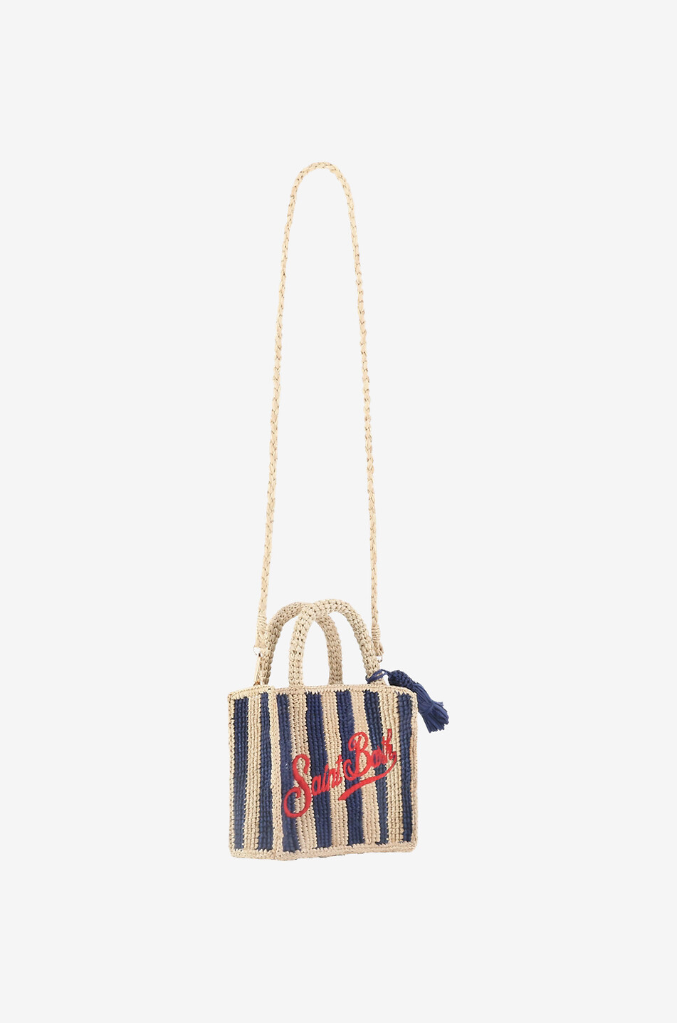 Vanity Mini Raffia striped raffia tote bag