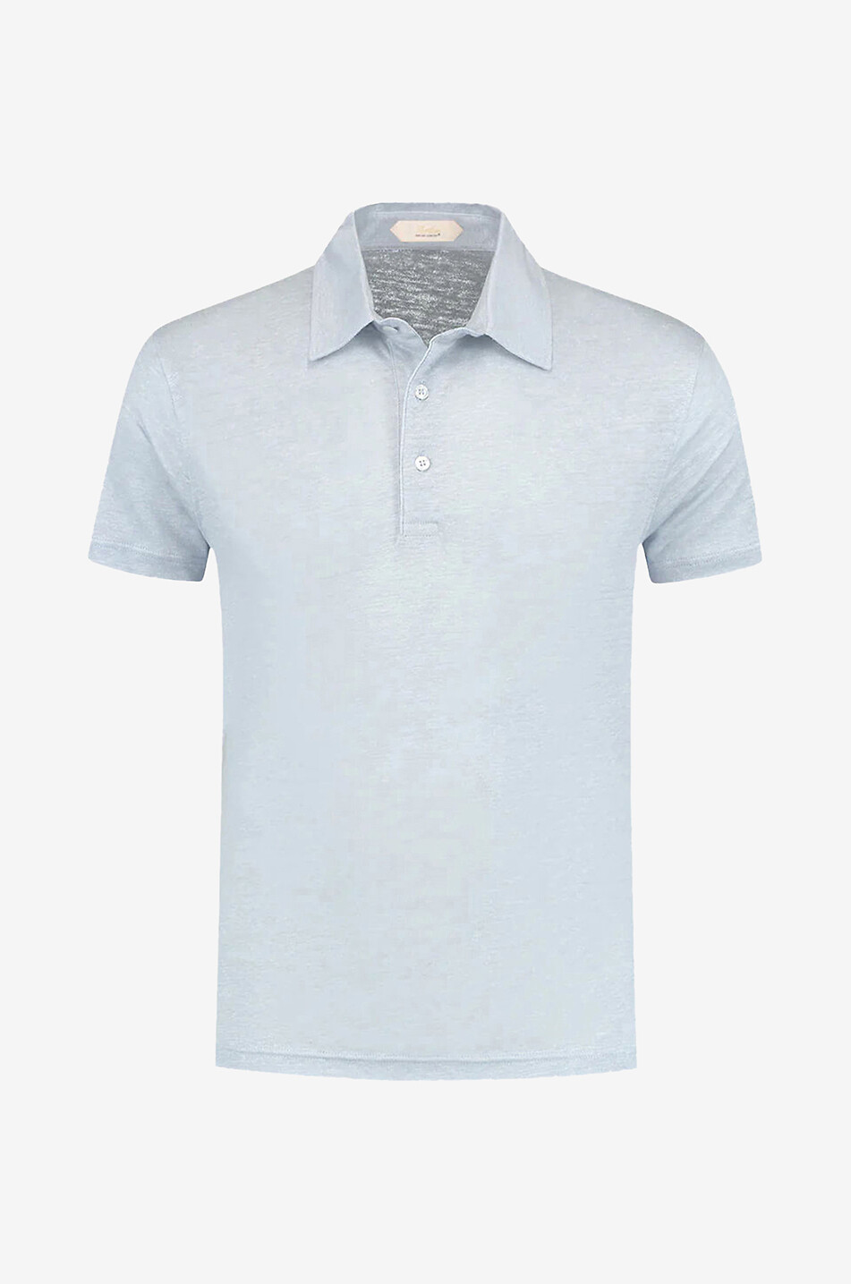 AURELIEN Short-sleeved linen jersey polo shirt Men LIGHT BLUE 1