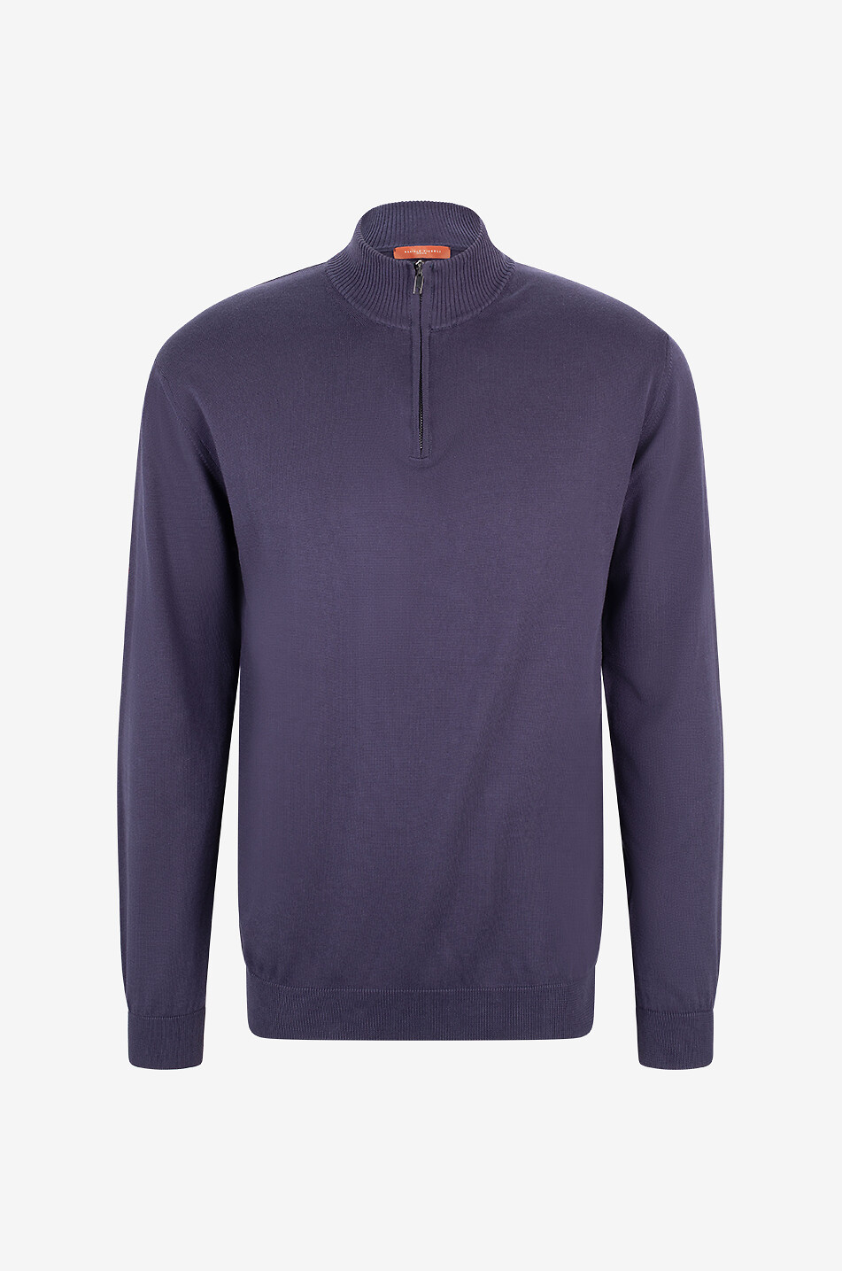 Cotton half-zip stand-up collar jumper