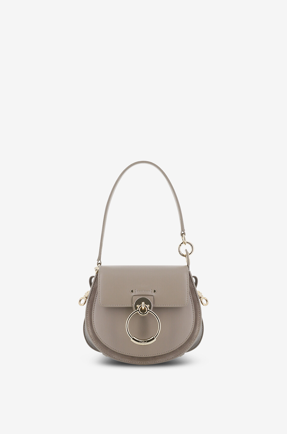 Sac porté croisé en cuir lisse et velours Tess Small