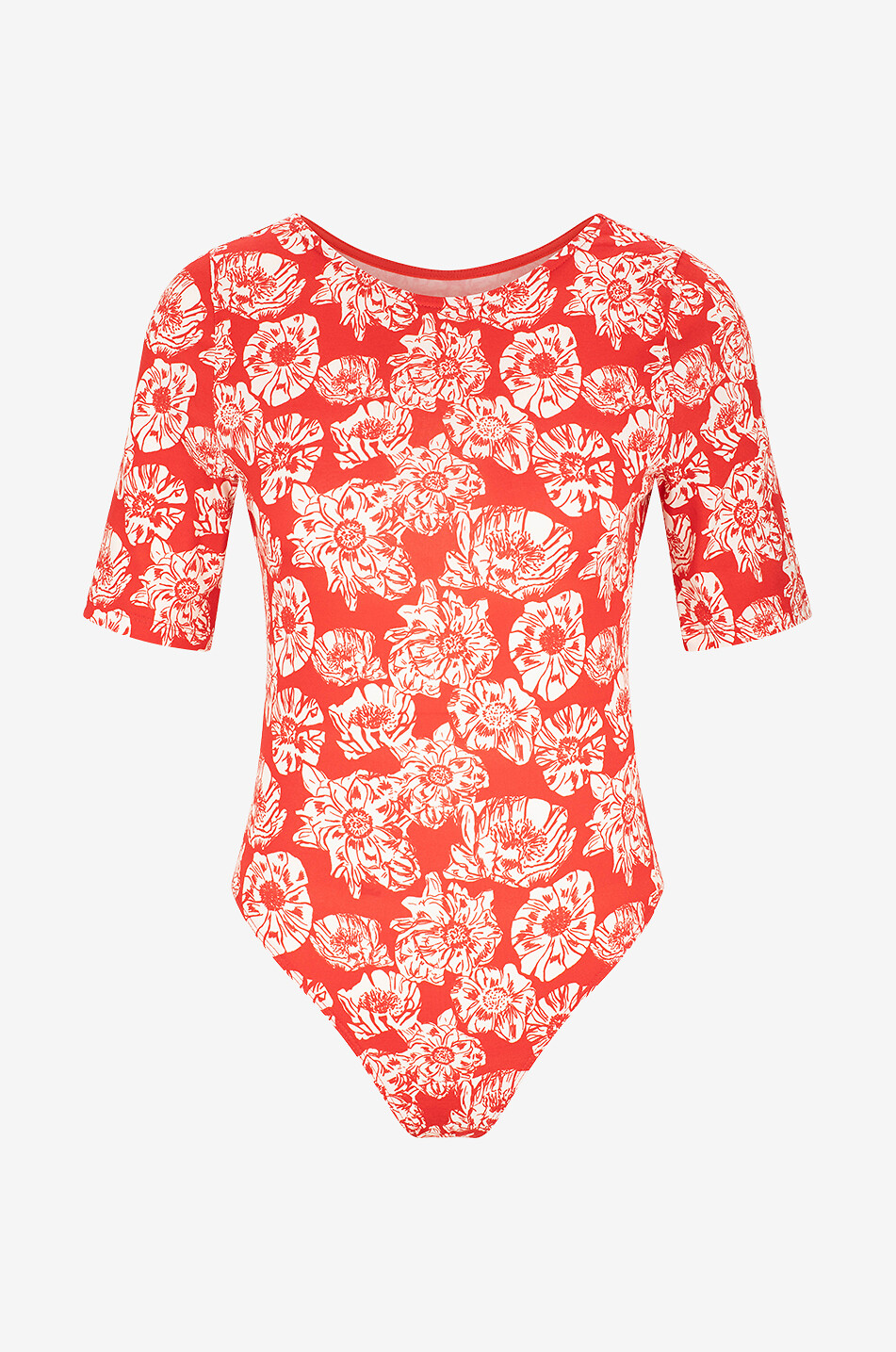 BALZAC PARIS Body à manches courtes en jersey fleuri Heureuse Femme ROUGE 1