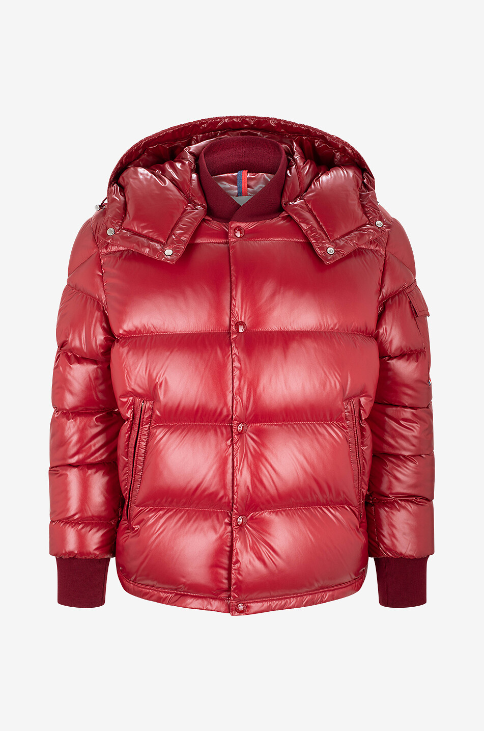 Maljasset short glossy down jacket with removable hood