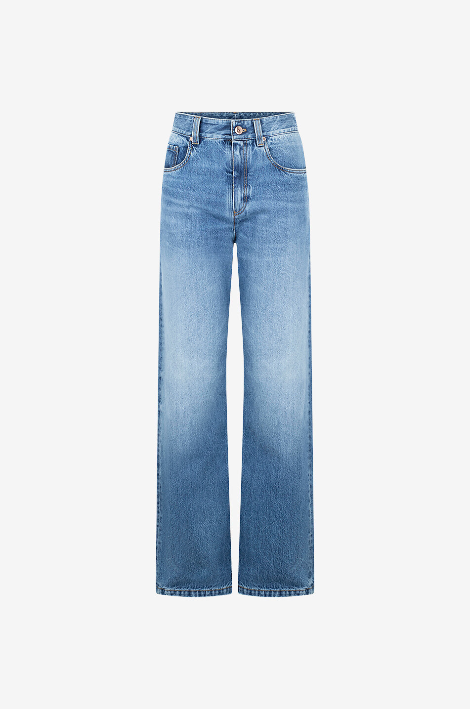 BRUNELLO CUCINELLI Jean large taille haute délavé The Contemporary Loose Full Length Femme BLEU 1