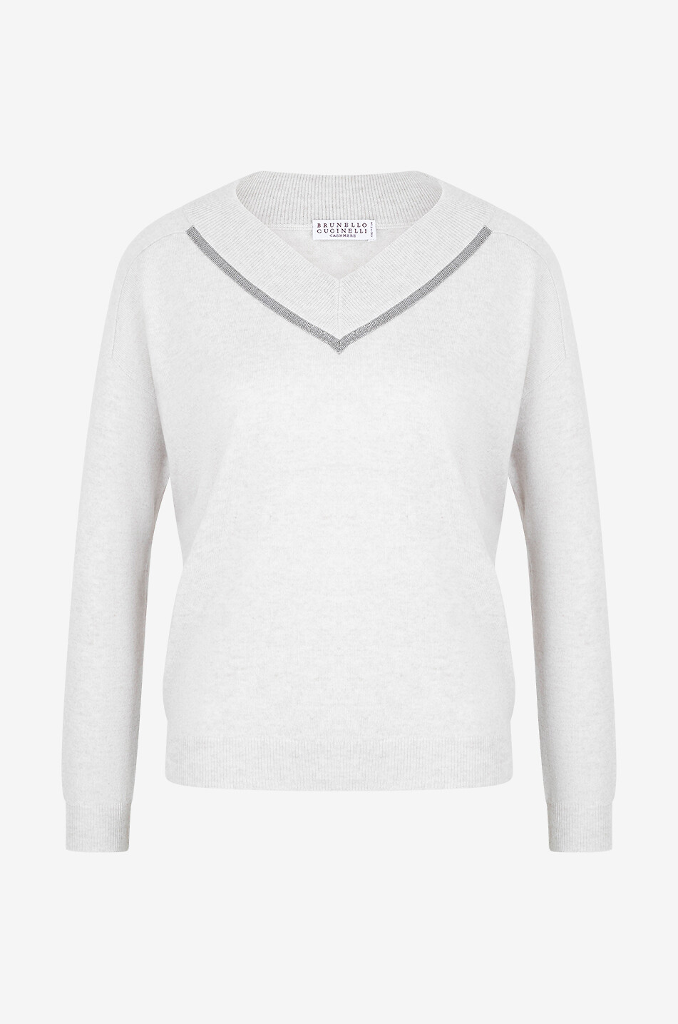 BRUNELLO CUCINELLI Pull ample fin en cachemire à col V Monile Femme BEIGE 1