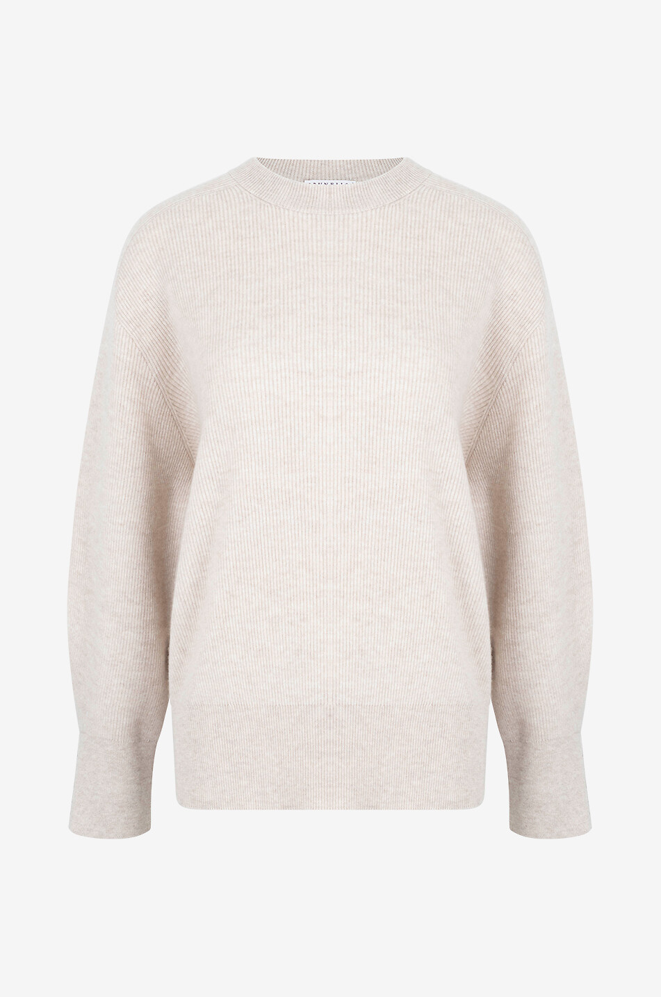 BRUNELLO CUCINELLI Weiter gerippter Rundhalspullover aus Kaschmir Damen Hellbeige 1