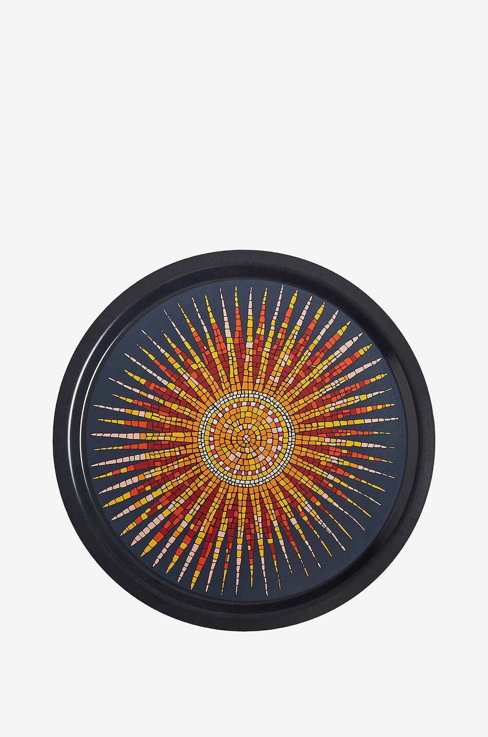 Sunrays Midnight round printed laminated wood tray