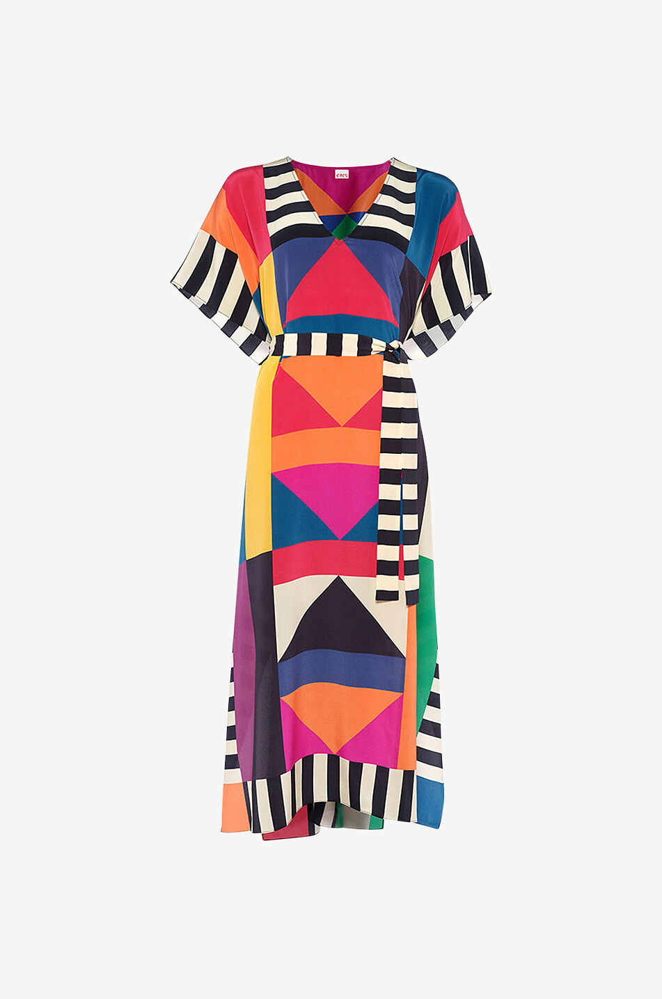 ERES Caftan en crêpe de soie à imprimé géométrique Facette Femme MULTICOLORE1 1