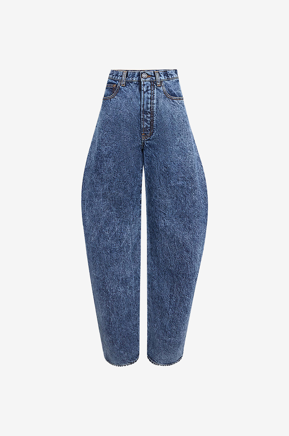 Karottenjeans mit hoher Taille Round Snow Denim