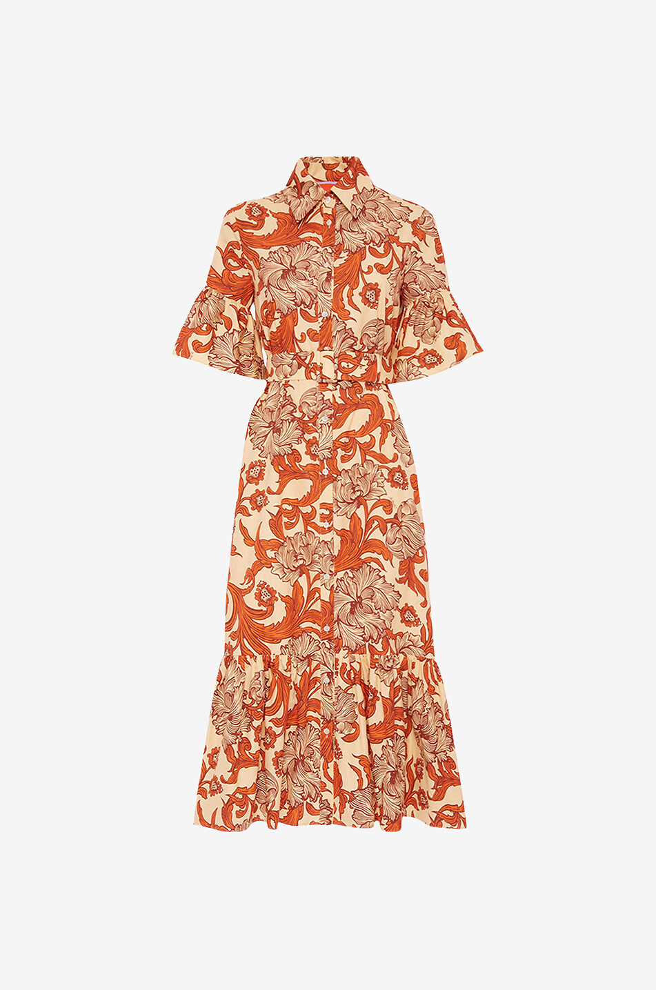 Robe chemise évasée en popeline Choux Midi Reef