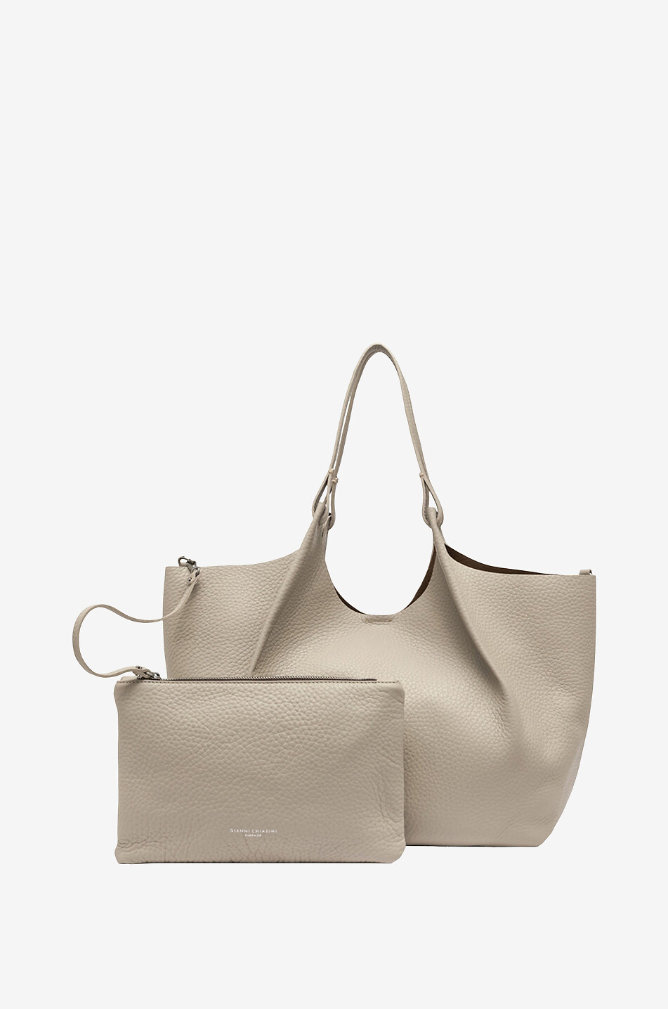 GIANNI CHIARINI Tasche aus genarbtem Leder Dua Damen GRAU 2