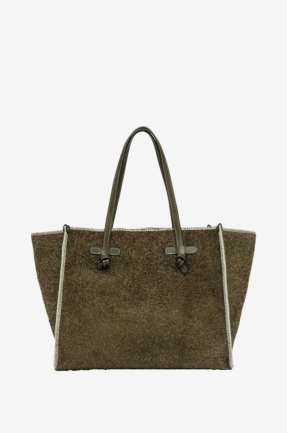 Shopper aus Rindsleder und Baumwolle Marcella