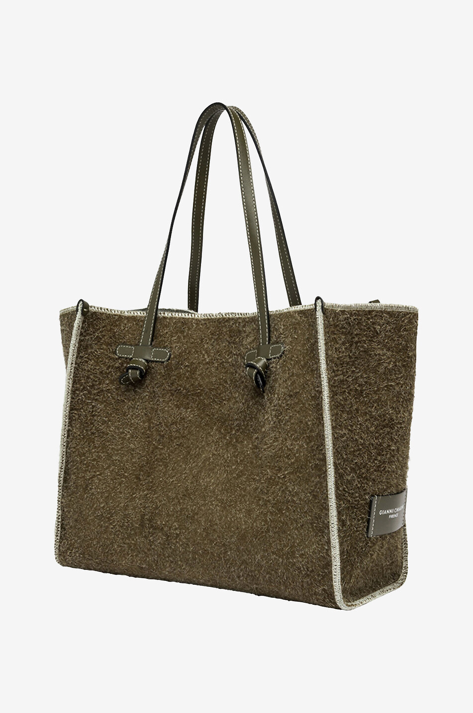 Shopper aus Rindsleder und Baumwolle Marcella