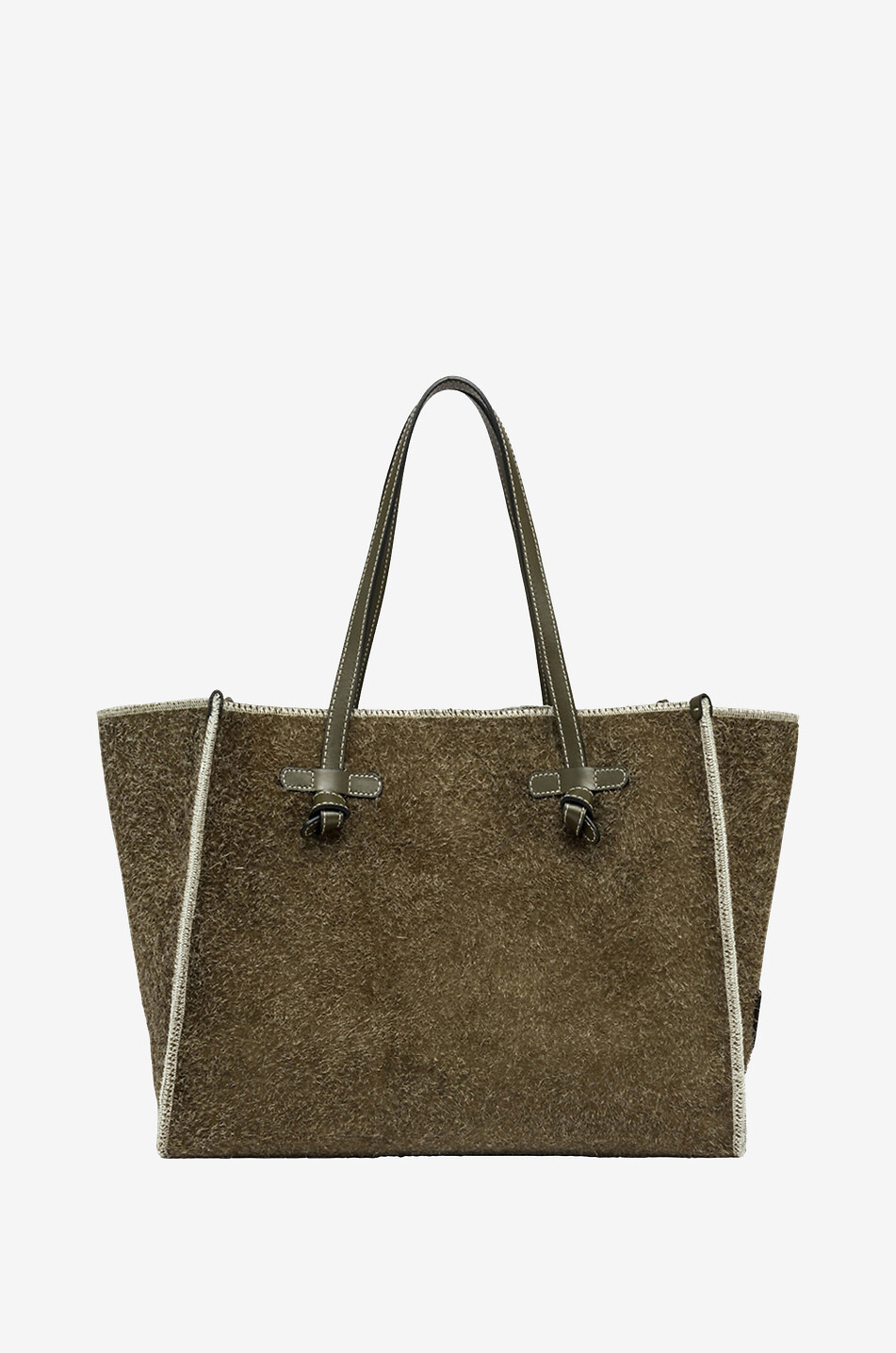 Shopper aus Rindsleder und Baumwolle Marcella