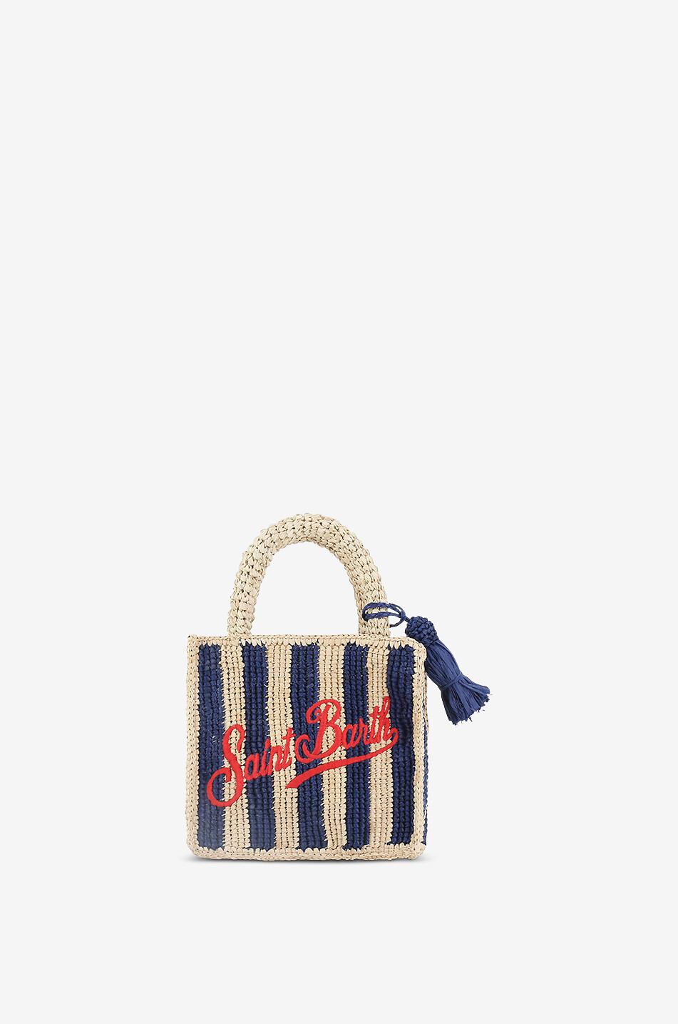 Vanity Mini Raffia striped raffia tote bag