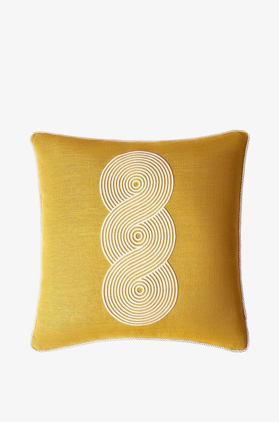 JONATHAN ADLER Coussin carré en lin brodé Pompidou Loops Maison JAUNE MOYEN 1