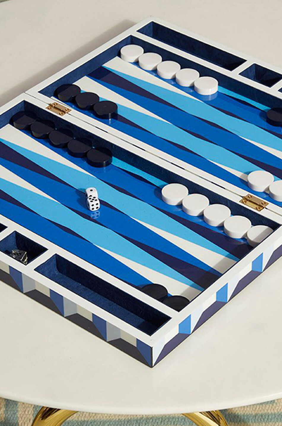 JONATHAN ADLER Backgammon-Spielset Sorrento Haus BLAU 3